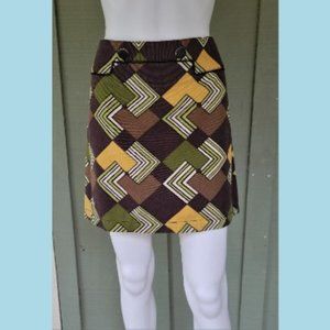 NWT Ann Taylor LOFT Green Brown Cotton Skirt 8P